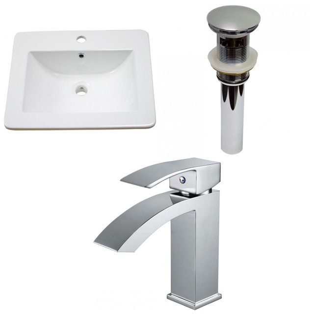 American Imaginations 21-in. W 1 Hole Ceramic Top Set In White Color - Overflow Drain Incl. AI-29737