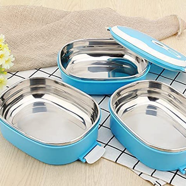 pdqouc Hot Food Container Rectangular Insulation Box Stainless Steel Lunch Box Food Storage Container Children's Hot Food Insulation Box for school home and office picnics