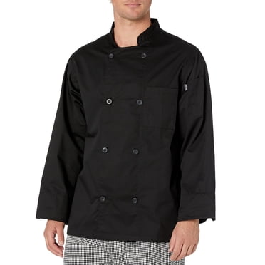 Chef Code Men's 8 Pearl Button Chef Coat, Black, 2X