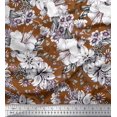 thumbnail image 1 of Soimoi Modal Satin Fabric Leaves & Flower Floral Decor Fabric Printed Yard 42 Inch Wide, 1 of 3