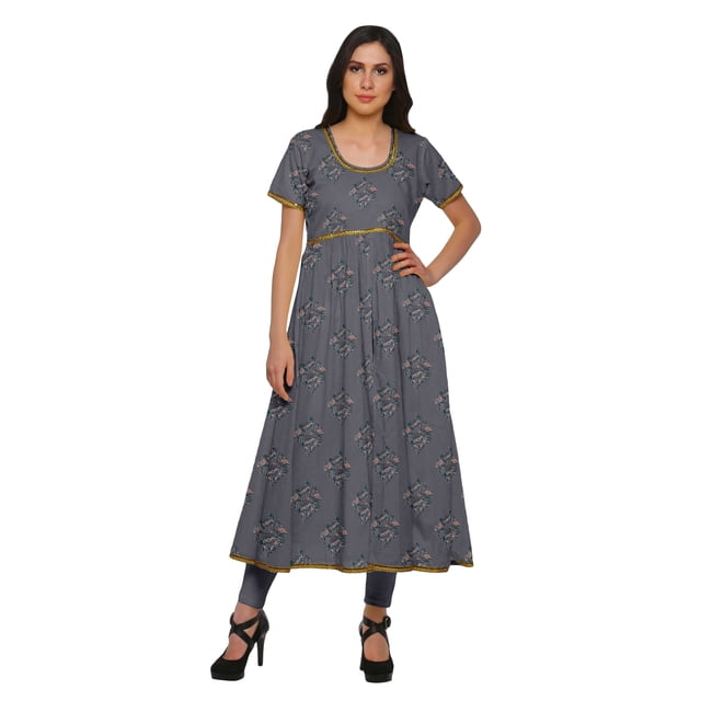 Moomaya Kurta Imprimée pour Femmes, Hauts à Fente avant, Tunique Kurti d'Été pour Femmes