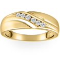 thumbnail image 1 of Mens 14K Yellow Gold 1/4ct Diamond Wedding Ring Band, 1 of 3