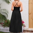 thumbnail image 4 of Robes d'Été à Bretelles Spaghetti pour Femmes Décontractées Sans Manches à Col en V avec Découpes, Fente Haute, Robe Maxi de Plage avec Poches, 4 of 7
