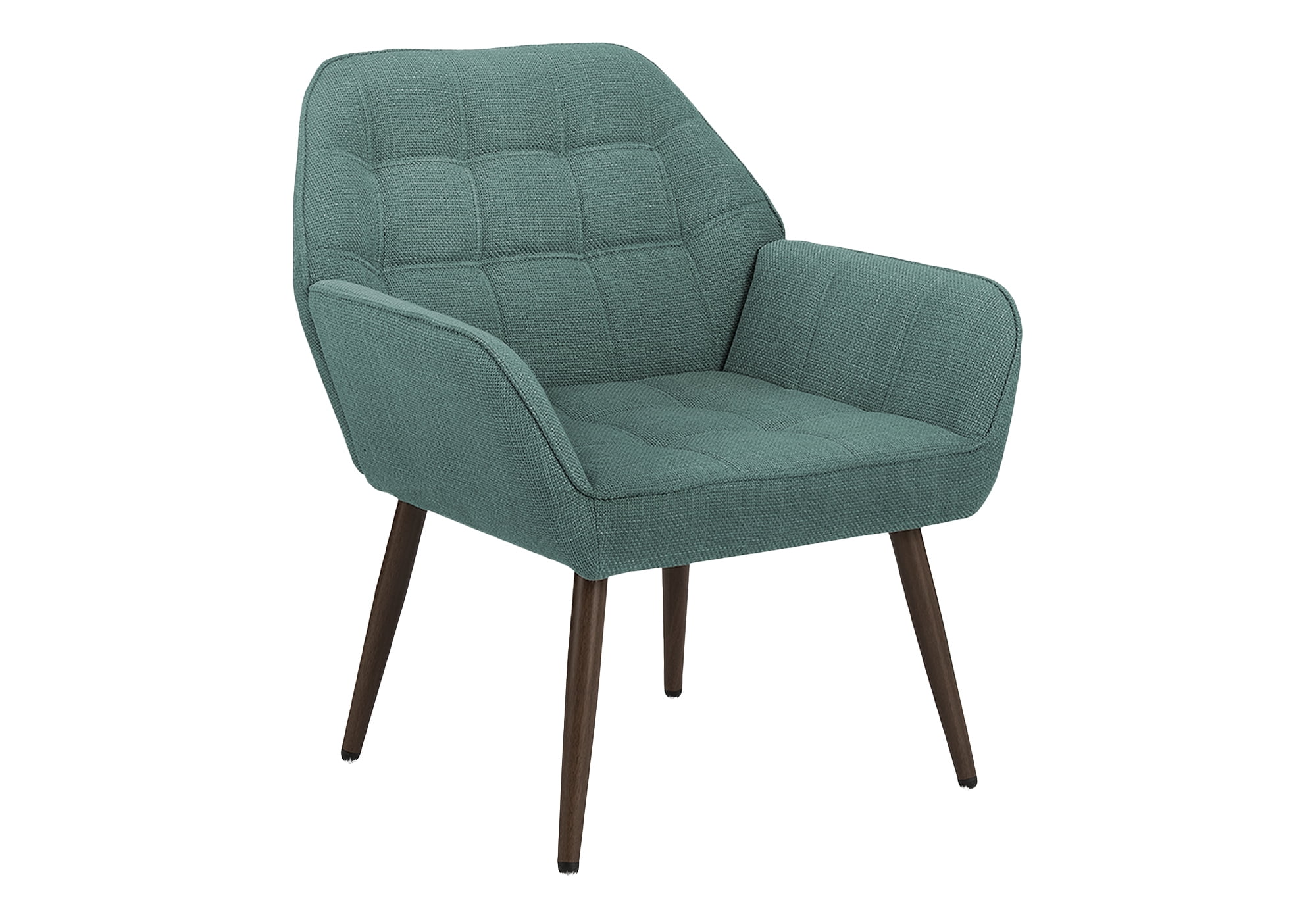 Monarch Specialties - Chaise D'Appoint, 29"H, Rembourré, Salon, Tissu Turquoise, Pieds En Métal Noyer, Contemporain, Moderne