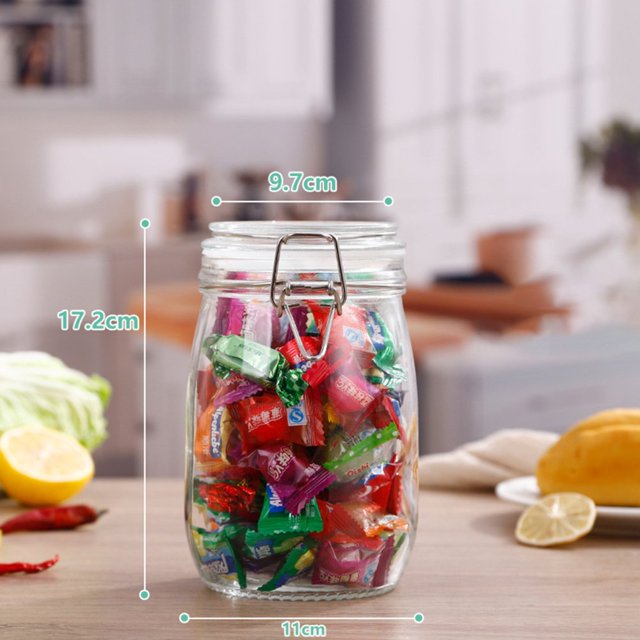 Transparent Glass Snap Storage Jar Household Kitchen Sealed Jar Grain Storage Box Tea Tin Multi-purpose Containe