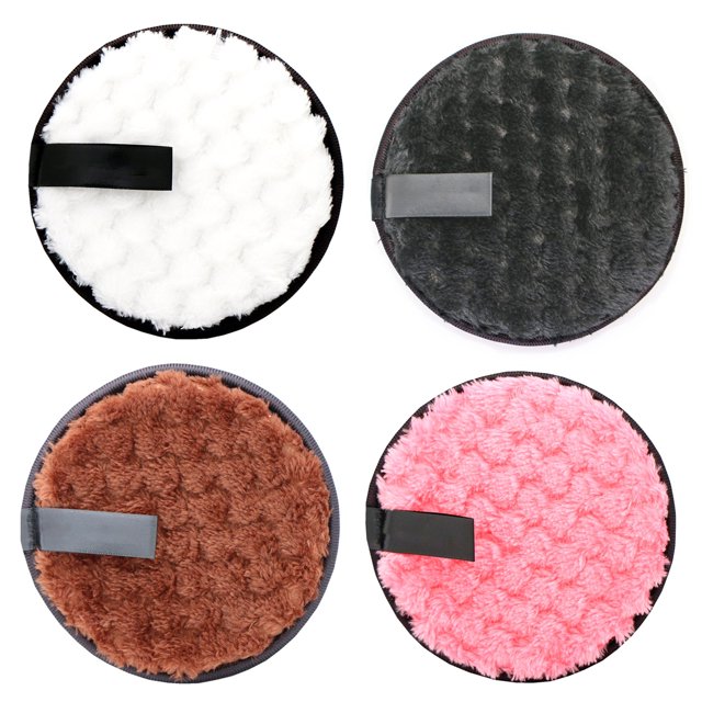 Makeup Remover Pads, 4pcs Microfiber Appropriate Size Skin Friendly Double Side Makeup Face Cleaning Pads For Home