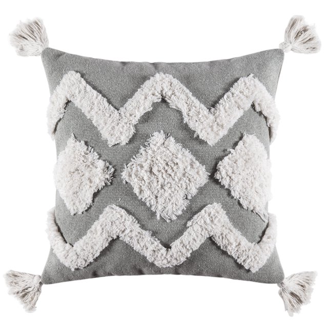 Sumhomie Housses de Coussin à Pompons, Housse de Coussin Carrée Shaggy 18"x18 Pouces