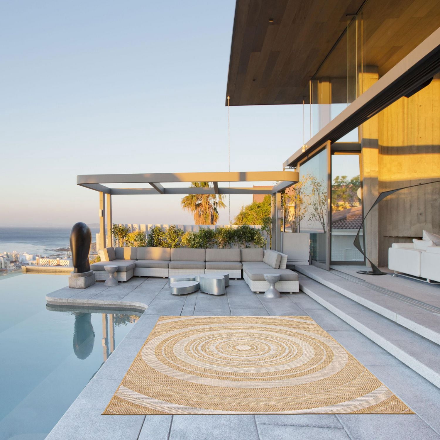 ECARPET Tapis d'Extérieur pour Patio, Terrasse, Jardin, Camping, Imperméable, Collection Veranda Modern