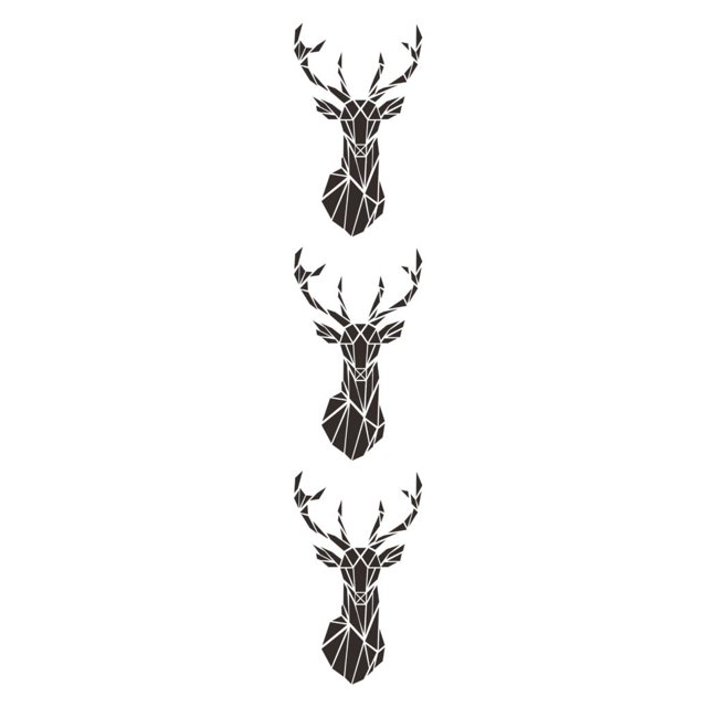 Wweixi Multifunctional 3D Mirror Deer Wall Sticker For Various Uses Personalized Home black L 3Set