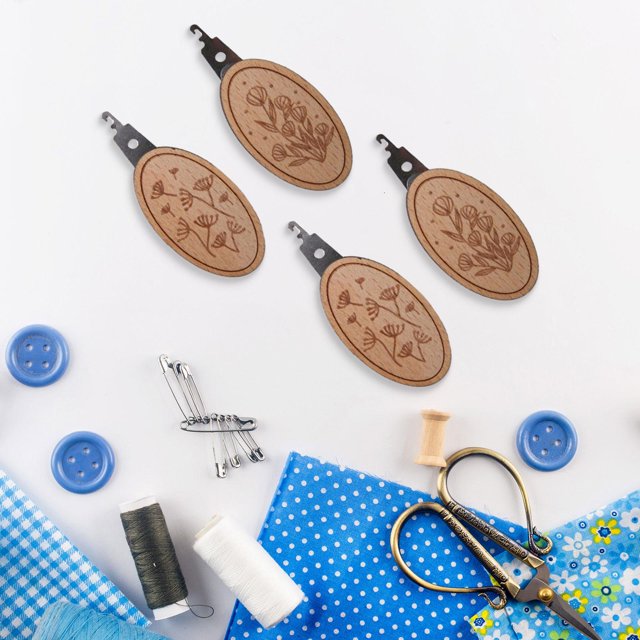 Elodie 4 Pieces Craft Needle Threader Set Hand Tools Stitch Threader Portable Threading Set D