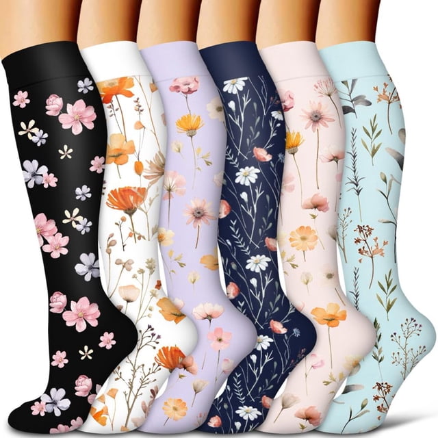 LOVEVER 6Pairs Compression Socks for Women and Men - Best for Circulation Running Athletic Recover Nurse Travel