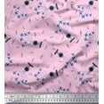 thumbnail image 1 of Soimoi Georgette Viscose Fabric Airplane,Guitar Wire & Notes Musical Instrument Printed Fabric 1 Yard 42 Inch Wide, 1 of 3
