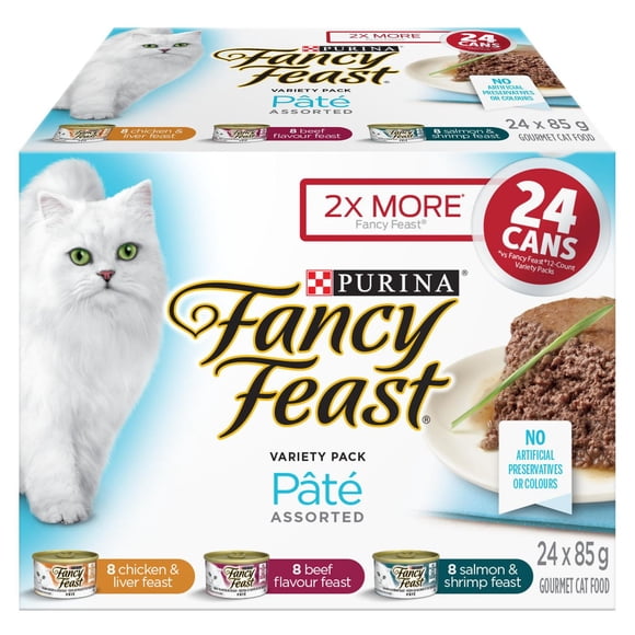 Fancy Feast Pate Assorted Variety Pack, Wet Cat Food, 85 g x 24