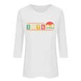 thumbnail image 2 of Uootdi Hauts pour Femmes Manches 3/4 Col Ras du Cou 1976 Imprimé Arc-en-Ciel Rétro Coupe Décontractée T-Shirts Nostalgiques pour Escapade d'Été Cadeau, 2 of 5