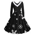 thumbnail image 1 of TIMIFIS Robes de Noël pour Femmes, Robes Maxi pour Femmes Robe Vintage des Fêtes à Manches Longues en Fourrure à Col en V avec Dos Nu, 1 of 3