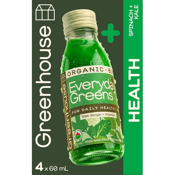 Greenhouse Organic Everyday Greens wellness shot (4 Pack), 4 x 60 mL