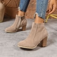 thumbnail image 3 of Womens Dress Ankle Booties Short Boots for Ladies Winter Fall Suede Pointed Toe Stacked High Heels Shoes, 3 of 7