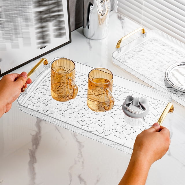 Naittoop High Color Water Cup Tray Home Living Room Teacup Tea Tray Desktop Cup Storage Tray Premium Feeling Dinner Fruit Plastic Serving Tray Platters
