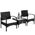 thumbnail image 3 of Costway Ensemble de Meubles 3 Pcs Table et 2 Chaises pour Patio en Osier Rotin avec Coussin, 3 of 10