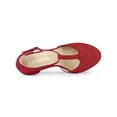 thumbnail image 4 of BLISSFUL STEP Women Rounded Toe Stiletto Heel T-Strap Dress Pumps Red (Size 6.5), 4 of 6