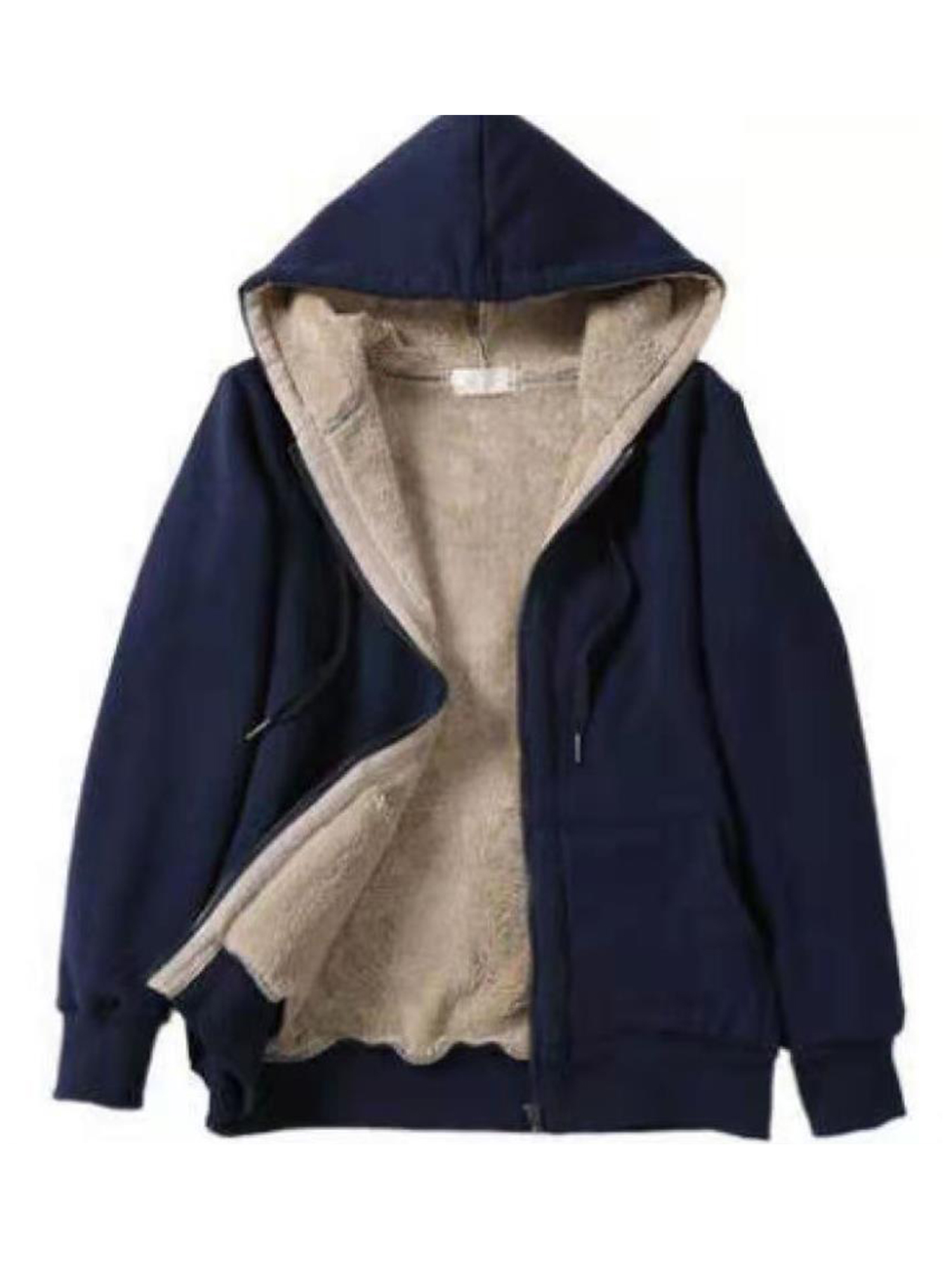 LUXUR Women Full Zip Jacket Open Front Holiday Outwear Navy Blue M
