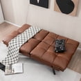 thumbnail image 3 of Costway Convertible Futon Sofa Bed Memory Foam Couch Sleeper with Adjustable Armrest Brown, 3 of 10