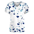 thumbnail image 5 of Hauts de Sarrau pour Femmes, Haut d'Uniforme d'Infirmière à Col en V à Manches Courtes avec Poche, Chemise d'Uniforme Médical Décontractée pour Femmes, 5 of 5