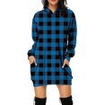 thumbnail image 1 of Bellella Robe Chandail en Molleton Femme Midi Longue à Capuche à Carreaux Manches Décontractées Automne Bleu m, 1 of 6