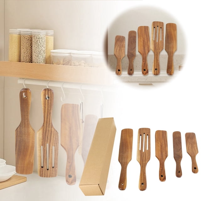 Hearth & Gear 4 Piece Set Of Natural Wooden Kitchen Utensils 5 Piece Set Used For Cooking Stirring Mixing Serving Kitchen Tools Such As The Cookware Bakeware Organizer Adjustable Baking Sheet with