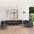 thumbnail image 1 of vidaXL 10 Piece Garden Lounge Set with Cushions Poly Rattan Grey, 1 of 5
