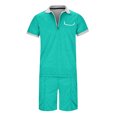 thumbnail image 3 of FhsagQ Men's Shirts Mens Shirts Tops No Fly Male Casual Striped Gradient Ramp Print Two Piece Suit Zipper Short Sleeve Top Blouse Suit Drawstring Pocket Short Set Green XXXL, 3 of 4