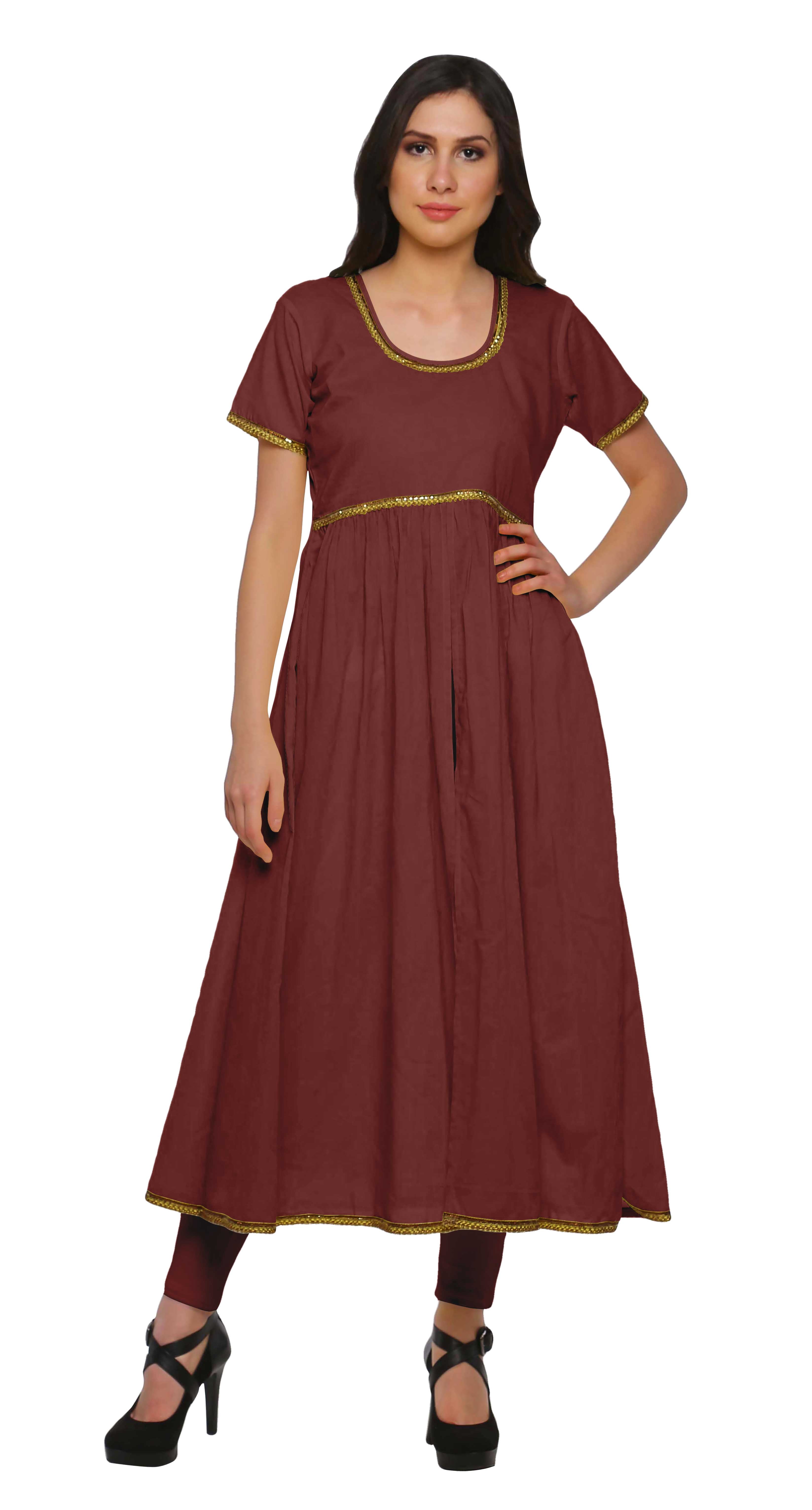Moomaya Indian Women Cotton Front Slit Kurtis Solid Bollywood Designer Kurti