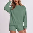 thumbnail image 1 of HAiming Ensemble 2 Pcs pour Femmes Chandail Col Rond Chandails en Molleton et Shorts Surdimensionnés Amples, 1 of 5