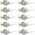 thumbnail image 1 of Satin Nickel Door Handle Interior Brushed Nickel Passage Door Lever for Hall and Closet Keyless Door Lock Set Reversible for Left Right Sided Doors Leverset Handleset, 1 of 7