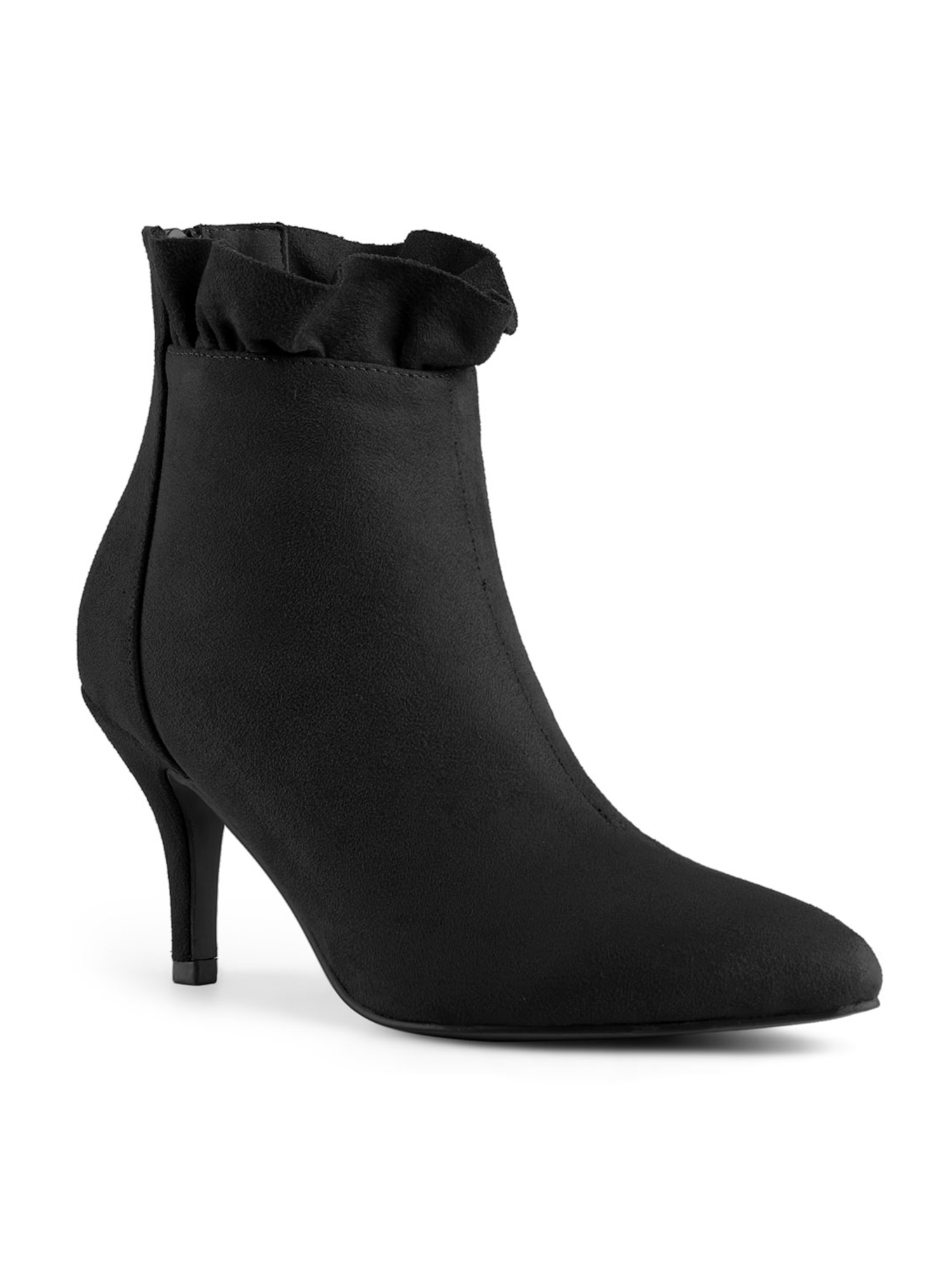 Unique Bargains Bottines à Talon Aiguille à Volants avec Fermeture Éclair pour Femmes