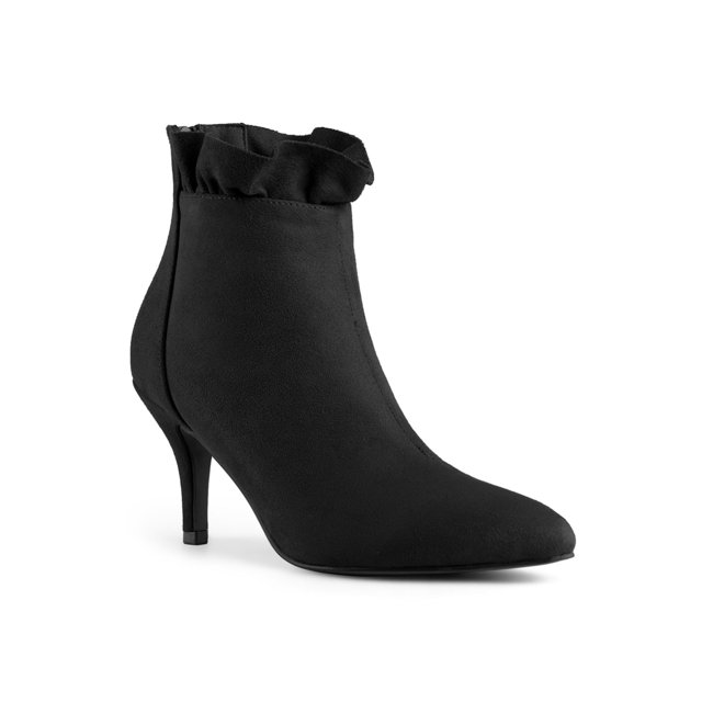 Unique Bargains Women's Ruffle Zipper Stiletto Heel Ankle Boots