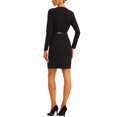 thumbnail image 3 of INSPIRE CHIC Robe de Bureau Élégante pour Femme, Encolure Cœur, Robe Crayon Moulante Ceinturée, TG, Noir, 3 of 6