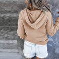 thumbnail image 3 of Chandail à Capuchon Uni à Manches Longues pour Femmes, Blouse Décontractée, Haut à Enfiler, 3 of 8
