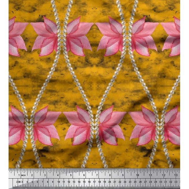 Soimoi Rayon Fabric Floral & Ogee Damask Fabric Prints by Yard 42 Inch Wide
