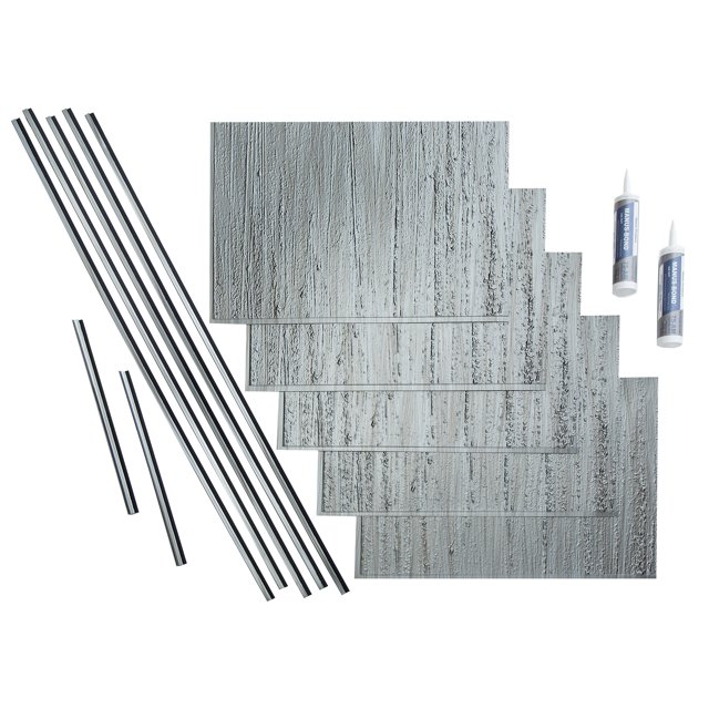 Fasade Rain Brushed Steel Backsplash Panel 15 Sq Ft Kit