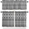 thumbnail image 1 of Geometric Boho Valances for Windows, Modern Kitchen Curtains, Bathroom Curtains Window Rod Pocket Short Curtains,Kitchen Window Curtains Over Sink,3 PCS Small Window Curtains,Valances for Kitchen, 1 of 6