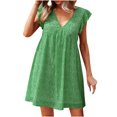 thumbnail image 1 of EQWLJWE Robes d'Été pour Femmes 2023 Mode pour Femmes Décontractée Col en V Manches Feuilles Chiffon Floral Bohème Plage Robe Sans Manches, 1 of 4