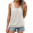 thumbnail image 2 of Weiqiqre T-Shirts pour Femmes Débardeurs d'Été Coupe Ample Plissés Col Rond Chandails Décontractés Sans Manches Bas à Bande, 2 of 7
