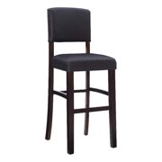 Linon Monaco 30" Upholstered Wood & Faux Leather Bar Stool in Espresso/Brown