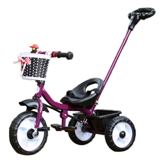 Vélo Tricycle pour Enfants Tricycle d'Équilibre Pédales Pliantes Poignée Poussoir Réglable Contrôle de Direction Vélo pour Tout-Petit