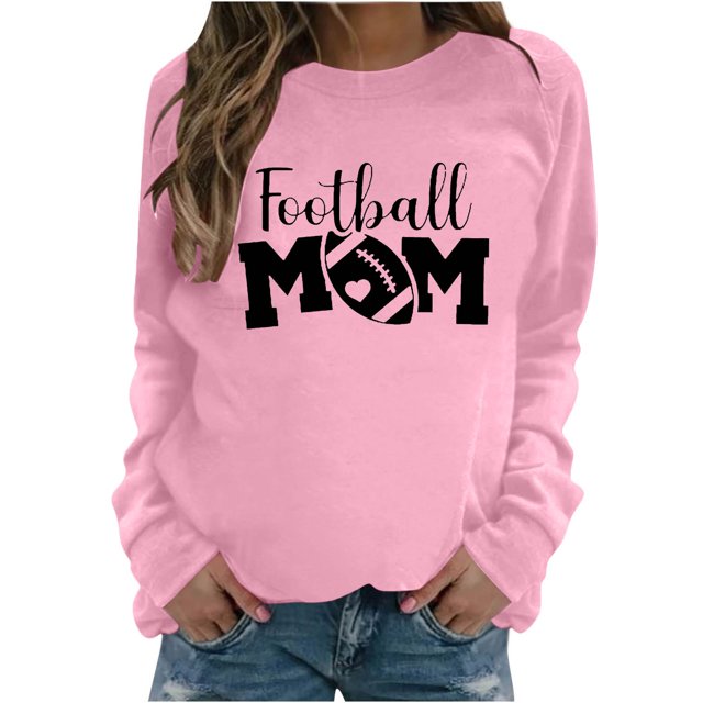 Pisexur Chandails en Molleton pour Femmes Imprimé Graphique Lettre Chandails en Molleton de Football pour Femmes Chandails en Molleton d'Automne Décontractés Col Rond Chandails en Molleton Manches Longues pour Femmes Blouses Coupe Ample Pull Tops