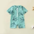 thumbnail image 4 of Boys Swimsuit Half-Zip Conjoined for Toddlers, Summer Printed One-Piece Rash Guard with UPF for Beach and Pool, Infant to 3T, 4 of 9