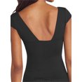 thumbnail image 4 of Gupgi Women Deep V Neck T-Shirts Solid Color Short Sleeve Low Cut Slim Crop Top, 4 of 9