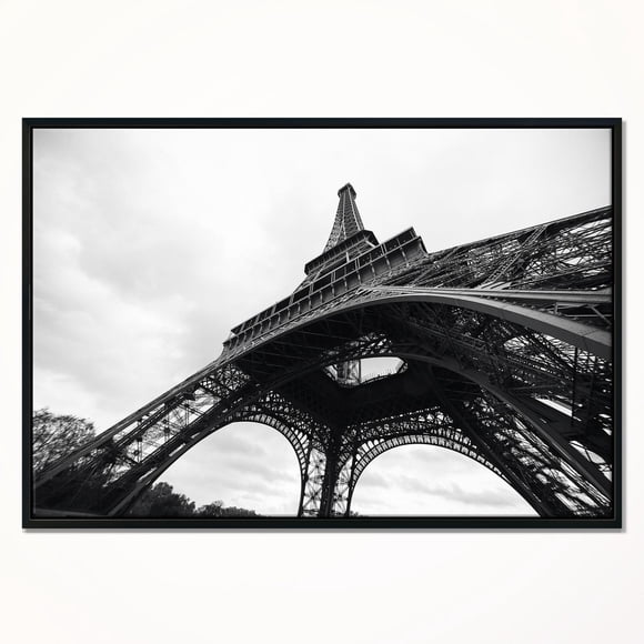 J.A. Henckels International Design Art Paris Paris Eiffel Towerin Black And White Side View Framed Canvas Art Print