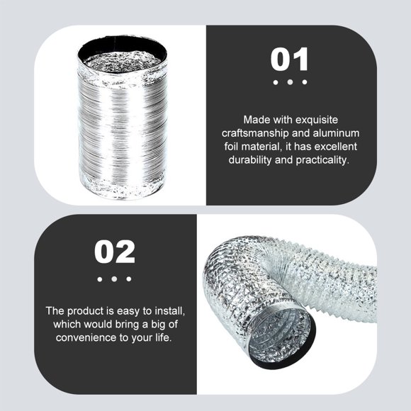 WRISTBIQUE Tuyau d'Air en Papier D\'aluminium Flexible Plaqué Argent Tuyau d'Aération de Cuisine pour Évent et Conduites